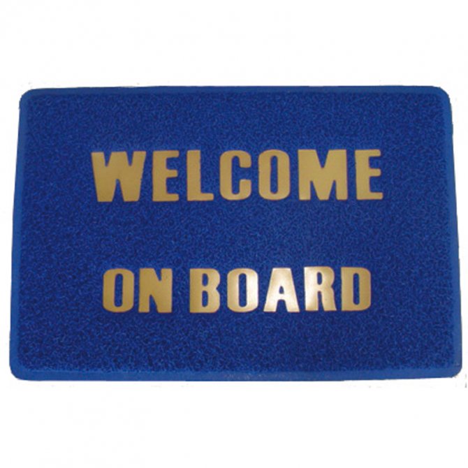 "Welcome on board" door mat
