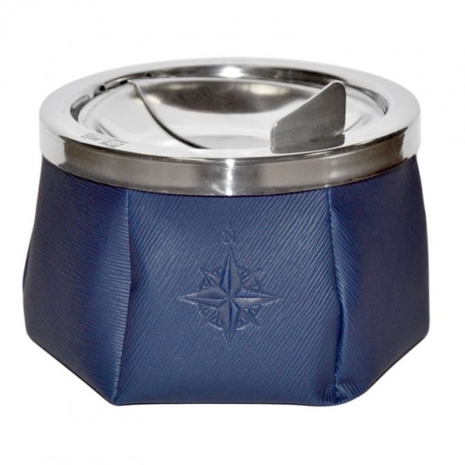 Windproof leather ashtray navy blue