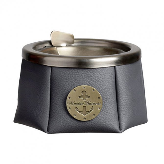 Windproof leather ashtray anthracite