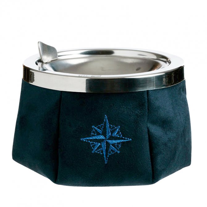 Windproof leather ashtray blue suede