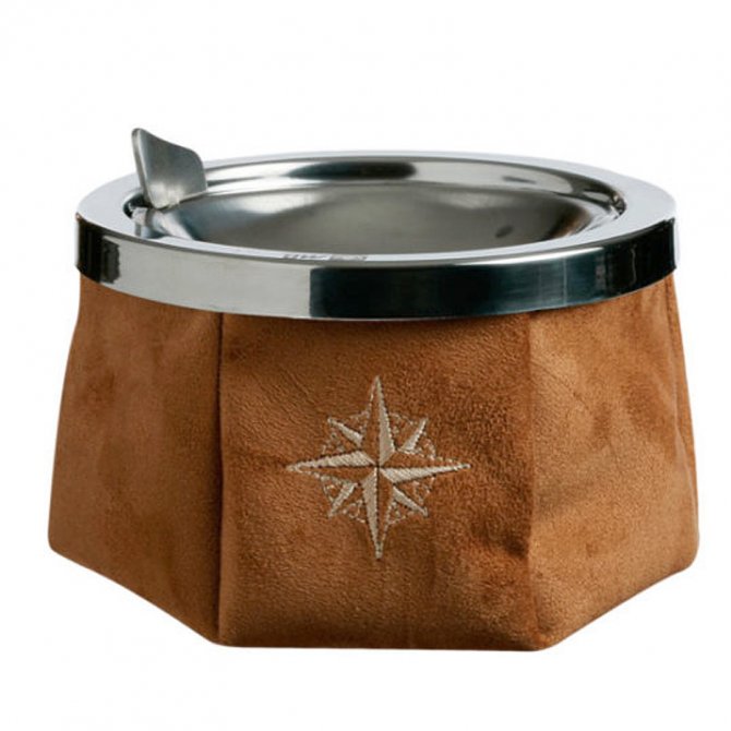 Windproof leather ashtray Camel suede