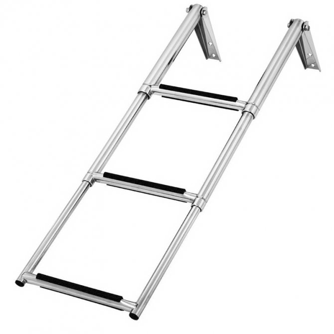 Platform telescopic ladder inox