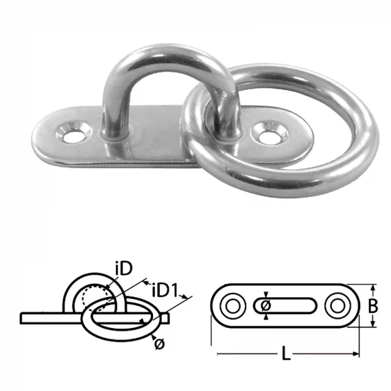 Oval pad eye with ring inox