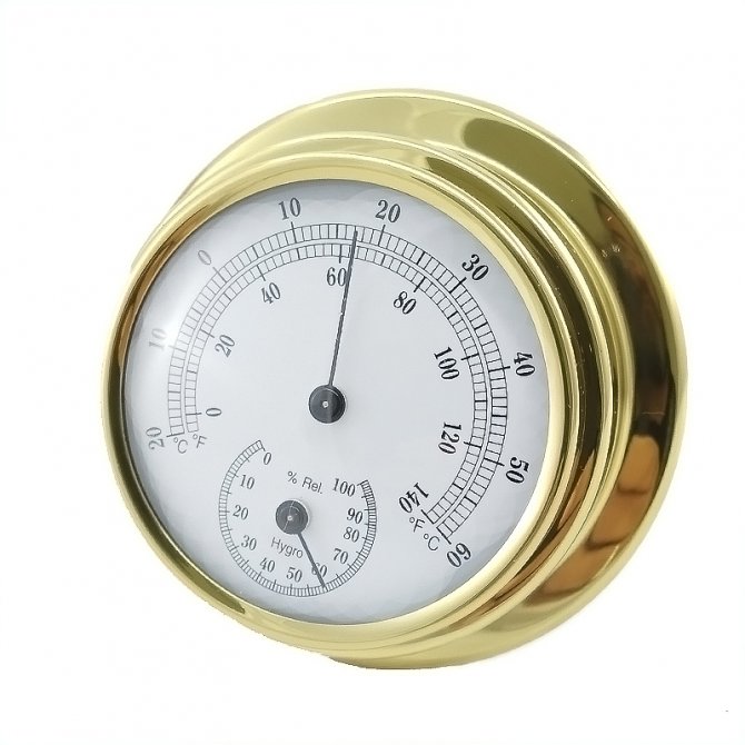 Θερμόμετρο - υγρόμετρο 4" χρυσό