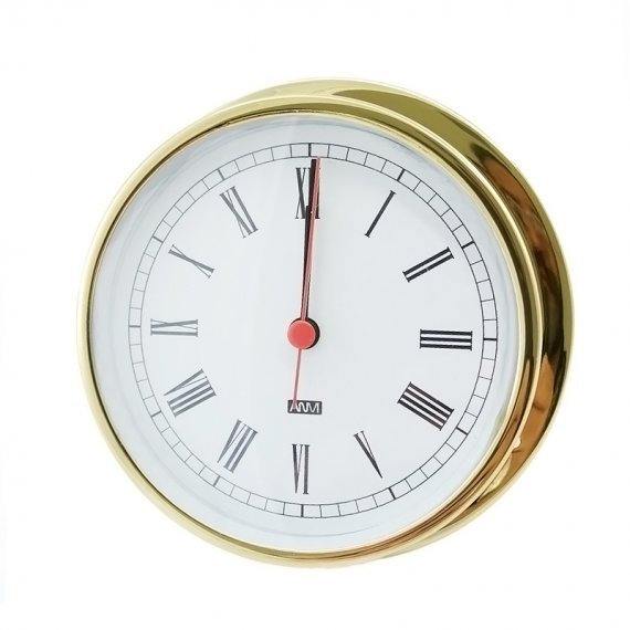 Nautical analog clock 4" gold plated brass