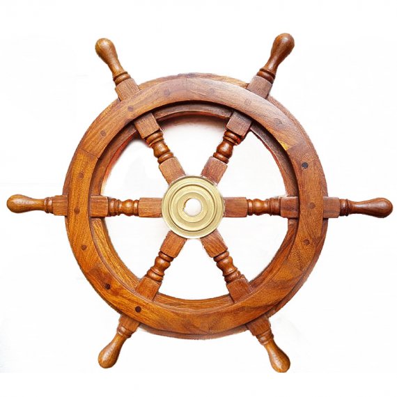 Nautical wooden steering wheel