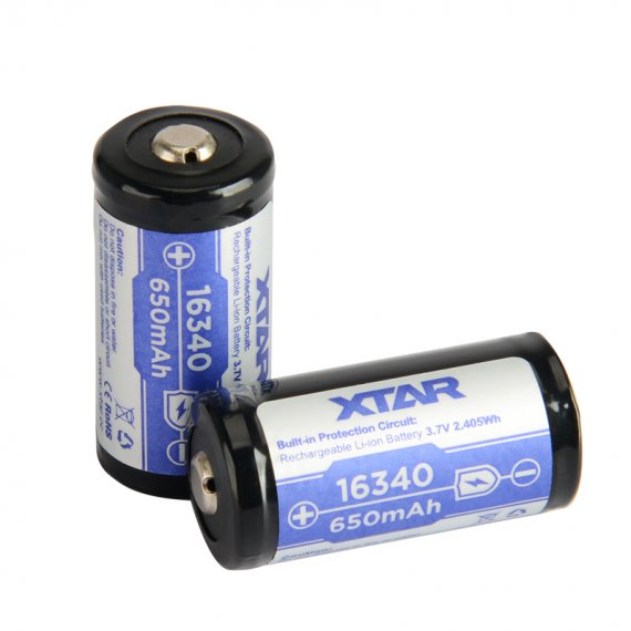 Rechargeable battery 16340 650mAh Xtar