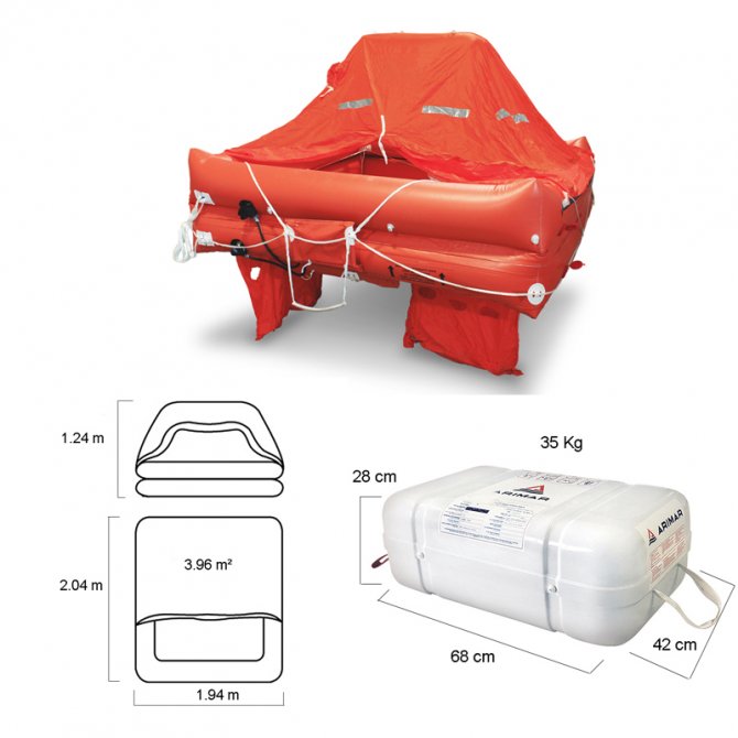 Life raft for 6 persons in canister - Arimar
