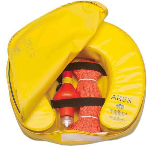 Safety kit complete with lifebuoy, floating rope & lifebuoy light