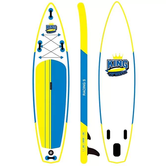Φουσκωτό SUP λευκό κίτρινο RACING S 11’6″ King of Waves