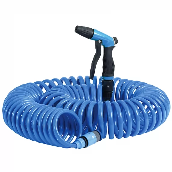 Spiral washing hose with spray gun