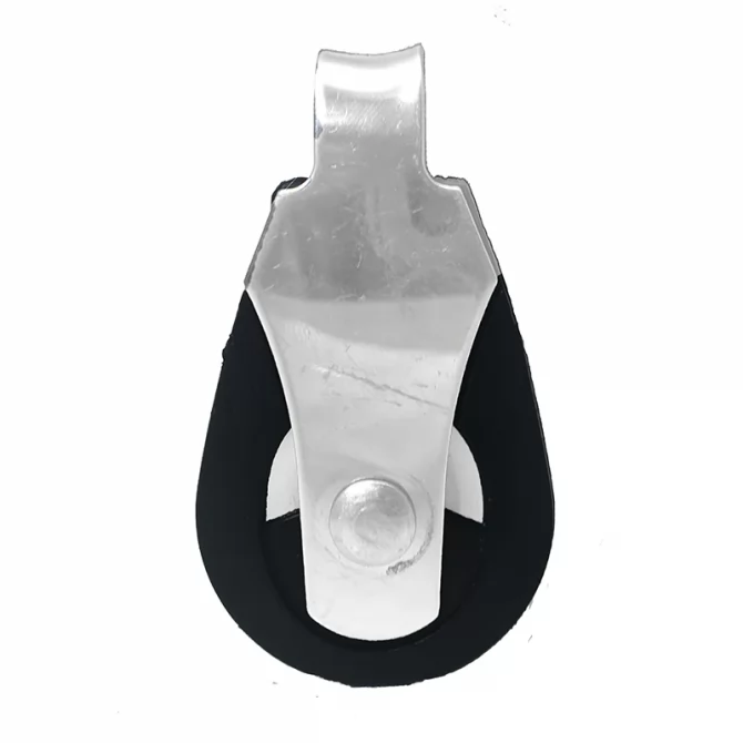 Mini single inox -plastic pulley with swivel