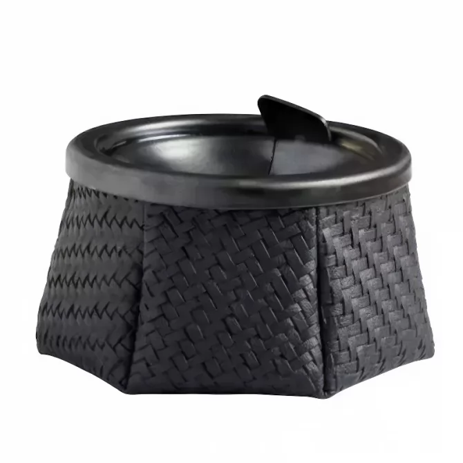 Windproof leather ashtray Rattan black